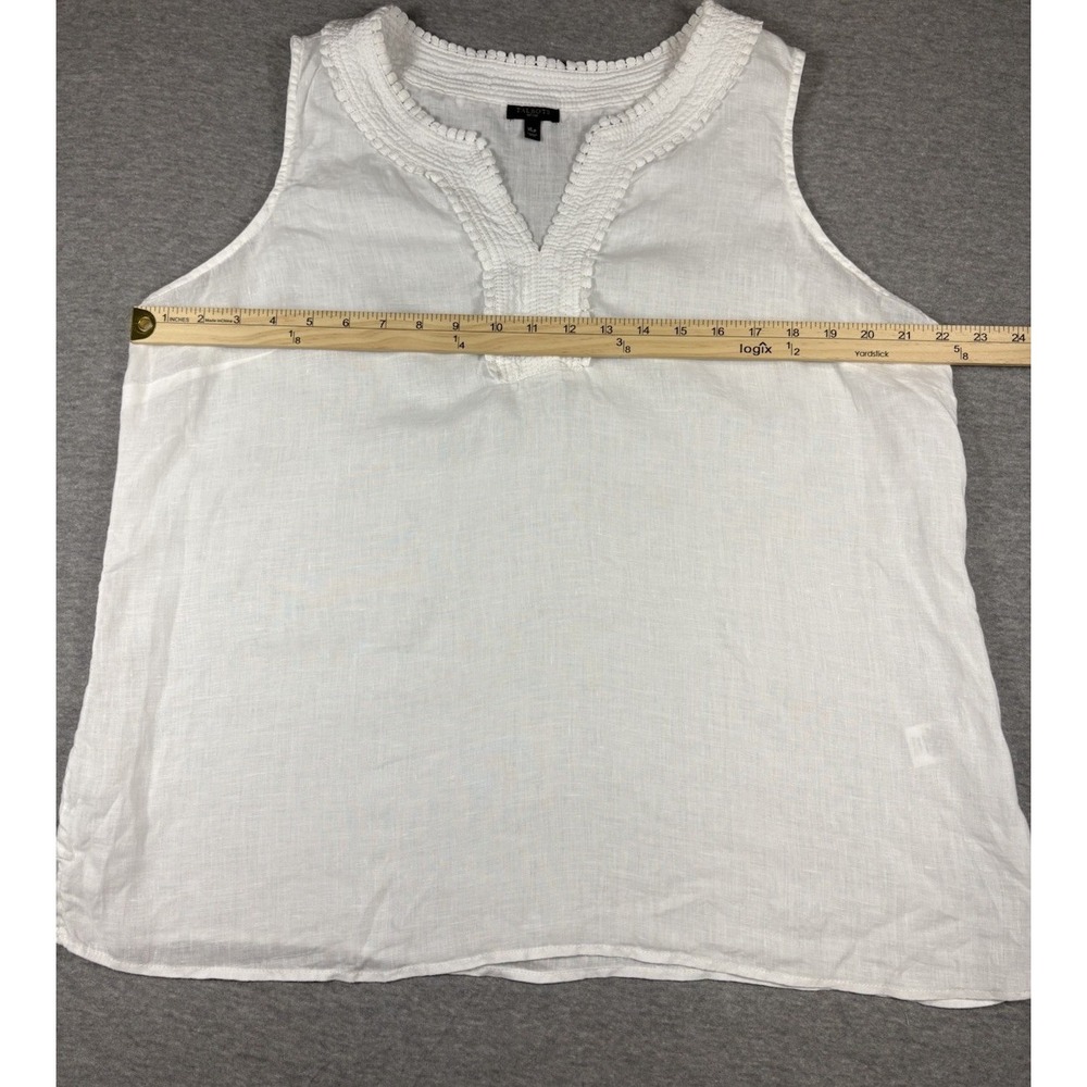 Talbots Women's 100% Linen Sleeveless White Camisole Top Crochet Size XL Petite - Picture 5 of 12